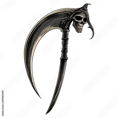 death's scythe, costume, halloween, festival, vector, transparent background, weapon, tool, isolated, sharp
