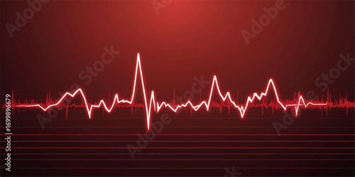 A graphic illustration of a red heartbeat on a hospital monitor, showing a health rate on an ECG wave