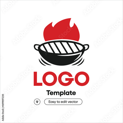 Barbecue grill with fire for food branding