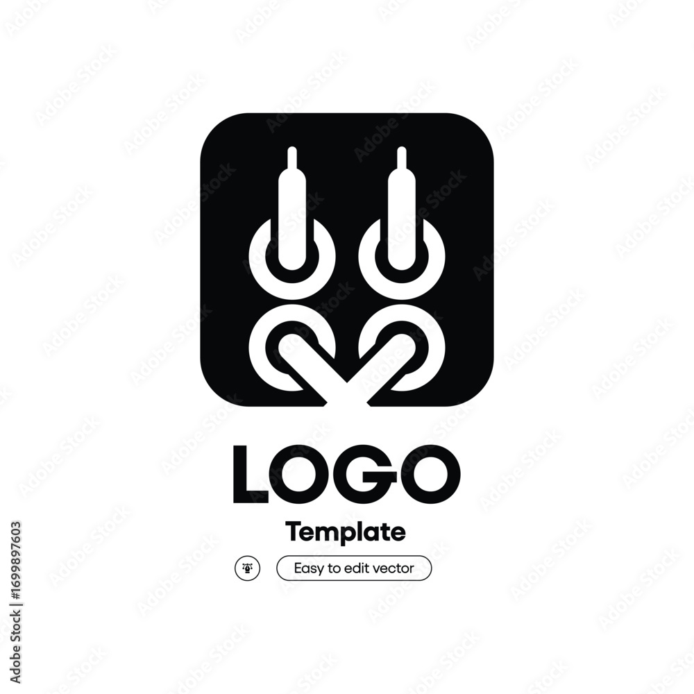 Fototapeta premium Abstract hooks and curves logo with transparent background