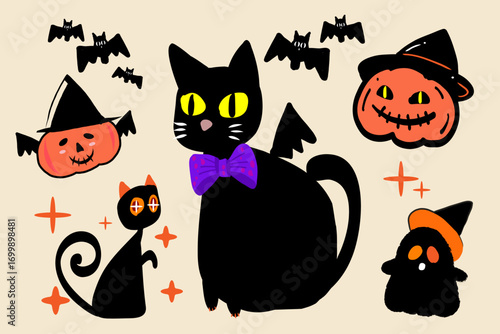 Cute Hand-Drawn Halloween Vector Set