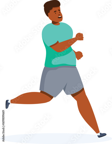 Determined man running to improve his physical condition and lose weight