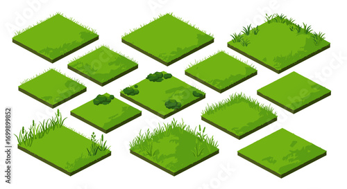 Isometric grass tileset for game design and landscaping projects