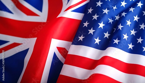 Close-up of British and American flags