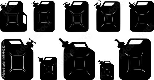 Jerry can silhouettes, Jerry can svg, Gas can svg, Can svg, Can silhouette, Gas can silhouette, Can clipart, Jerry can vector.