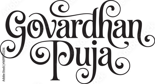 Govardhan Puja Typography Collection – Elegant Hand Lettering Designs for Hindu Festival Greetings