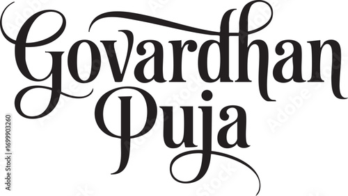 Govardhan Puja Typography Collection – Elegant Hand Lettering Designs for Hindu Festival Greetings