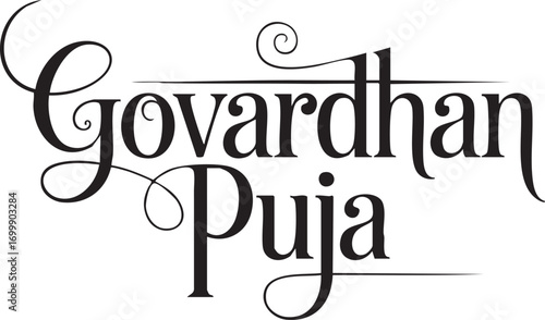 Govardhan Puja Typography Collection – Elegant Hand Lettering Designs for Hindu Festival Greetings