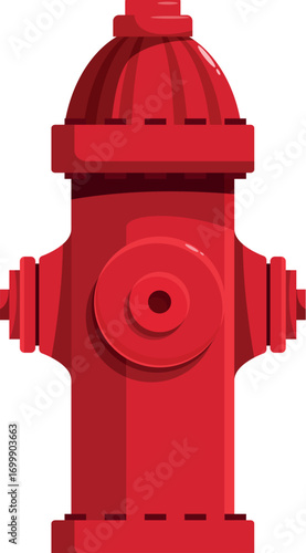 Red fire hydrant ready for use in extinguishing fires and protecting urban areas