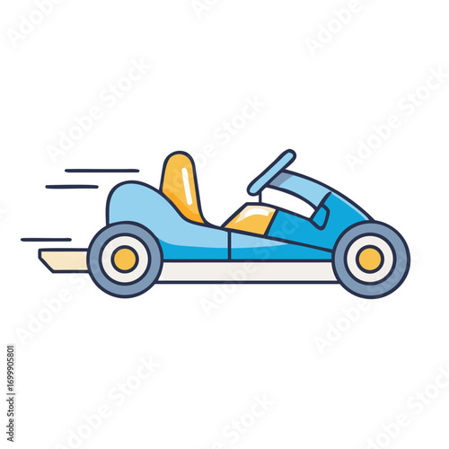 Cartoon stylized racing car illustration in a bright and fun palette