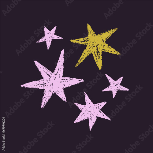 Stars, square post card design. Sparkles, astrology constellation in hand-dra...