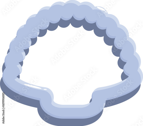 Light blue scallop seashell isometric icon isolated on white background