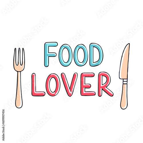 Whimsical Food Lover Illustration with Fork and Knife, perfect for tshirts