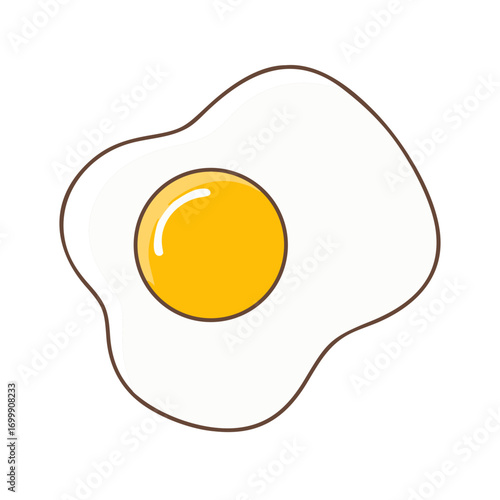 Sunny side up fried egg illustration on a white background image