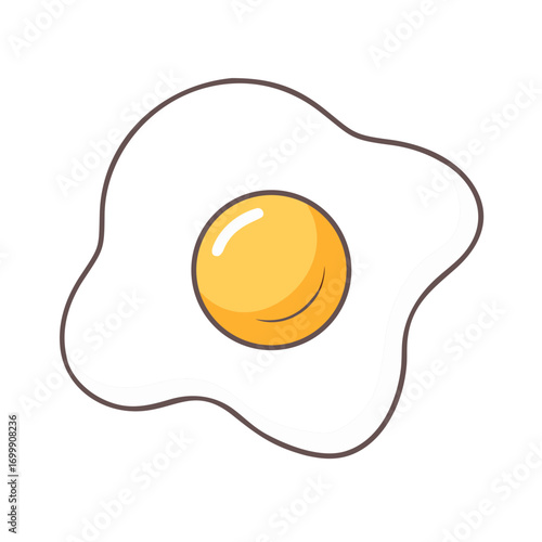 Cartoon style fried egg with runny yolk perfect for breakfast