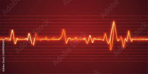 Abstract medical background with a cardiogram wave and heartbeat monitor