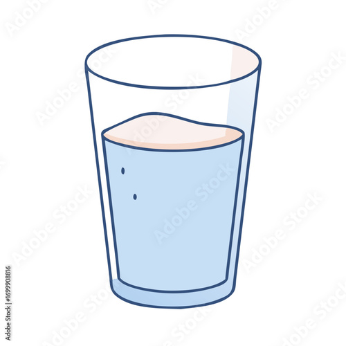 Illustration of a glass of water with a simple and clean design