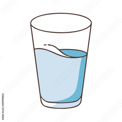 Illustration of a partially filled glass of water with splash effect