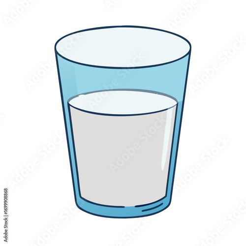 Glass of Fresh Milk Cartoon Illustration against a White Background