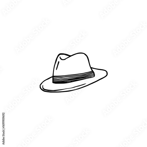 Stylish fedora hat fashion accessory vintage headwear classic design elegant men s hat outline drawing vector