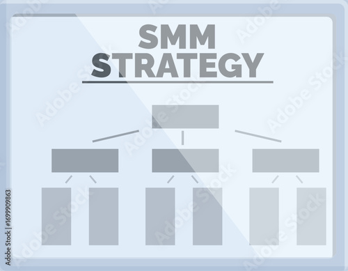Whiteboard showing smm strategy with diagram, representing planning and execution of social media marketing campaigns