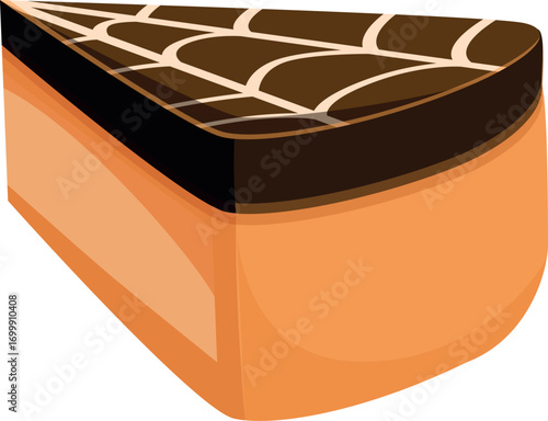 Indulge in a slice of delicious cake featuring a chocolate spiderweb design, perfect for halloween or any spooky occasion