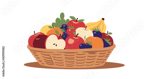 A wholesome basket overflowing with assorted fresh fruits for healthy eating