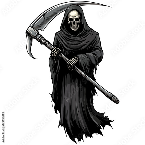 grim reaper, costume, halloween, festival, vector, transparent background, evil, horror, death, mask, reaper, devil, ghost, statue, model, dark, cloak, monster