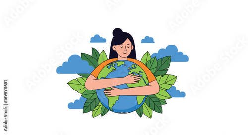 Caring for our planet earth with love and nature's embrace