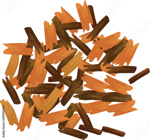 Dried rooibos tea leaves forming a pile, ready for infusion and consumption
