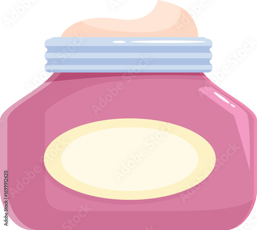 Pink cosmetic cream in a jar with blank label, perfect for beauty and skincare products