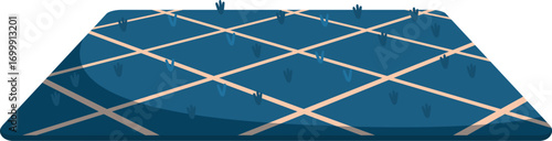 Rectangular cultivated field with growing plants forming a geometric pattern, ideal for agricultural or farming concepts