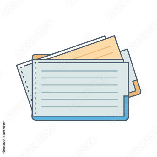 Stack of papers with horizontal lines and perforated edge for organization