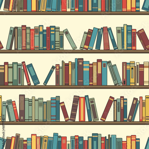 A visually engaging collection of diverse books arranged on shelves displaying a variety of colors and styles
