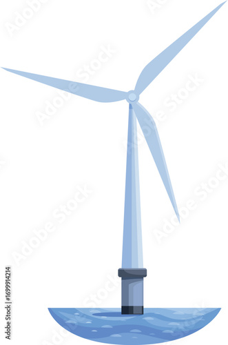 Offshore wind turbine generating renewable energy in the vast ocean, symbolizing sustainable power and clean energy solutions
