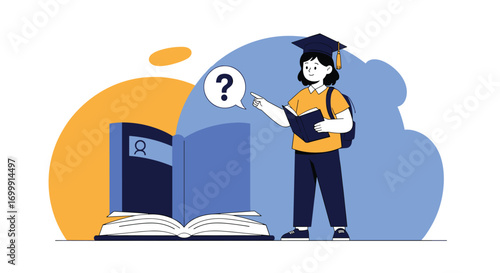 Student seeking knowledge in a world of education and learning resources