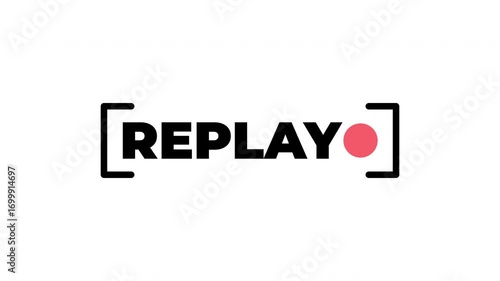 replay text animation in white  background. Replay Animation video for Live Streamers. Simple replay sign animation. Alpha channel 4K video