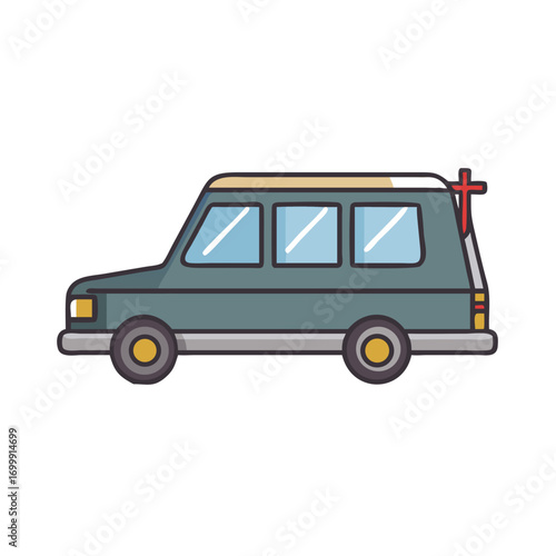 Wallpaper Mural Cartoon illustration of hearse car with a red cross at the back Torontodigital.ca