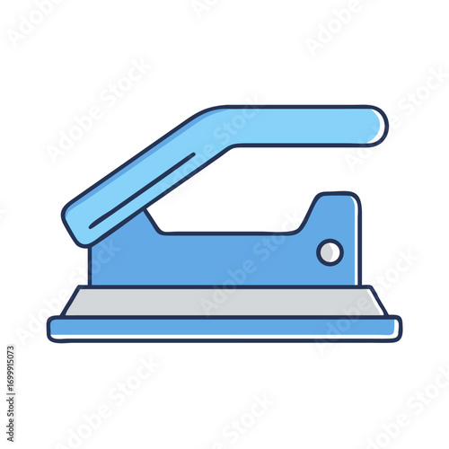 Illustration of a blue office hole puncher with a gray stripe