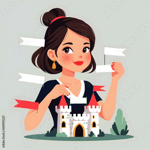 Creative Woman Building A Dream Castle