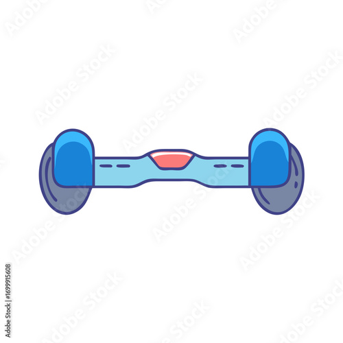 Isolated blue hoverboard or self balancing scooter with a red pad