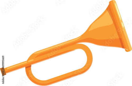 Shiny bugle ready to play a fanfare for a celebration or an announcement
