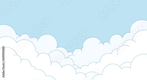 Gentle cumulus clouds drifting through a bright blue sky