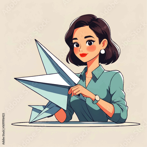 Young Woman Holding a Paper Star Craft Project
