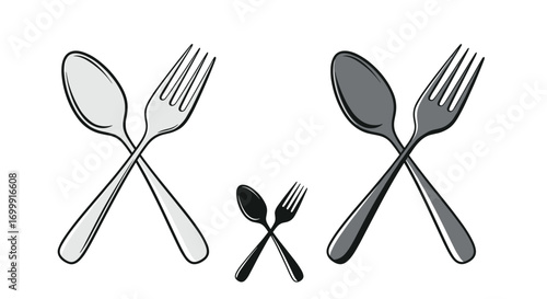 Simple illustration of crossed cutlery items for dining and eating