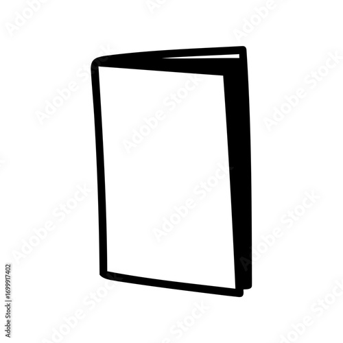 Stylized open book illustration with bold black outlines on white backdrop