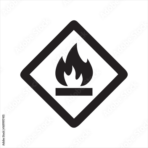 Warning sign for flammable material with abstract design elements