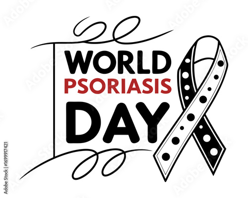World Psoriasis Day awareness ribbon illustration for social media post or campaign to raise awareness