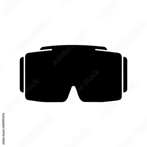 Isolated VR headset icon representing virtual reality technology experience in black