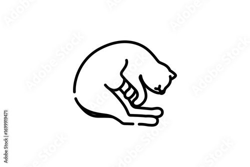 sleeping cat line icon template design. illustration vector for world sleep day on march 13. cute pet and comfort outline symbol isolated on white background